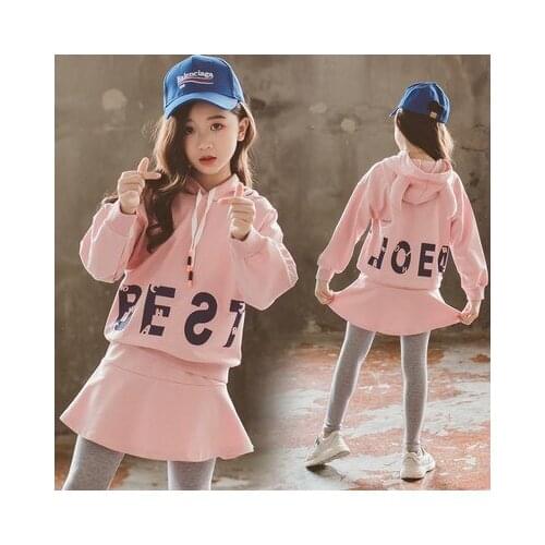 9 10 year teenager kids outfits 2018 Sweatshirt+Pants 2Pcs children clothing set girl autumn clothes letter Print girls jacket