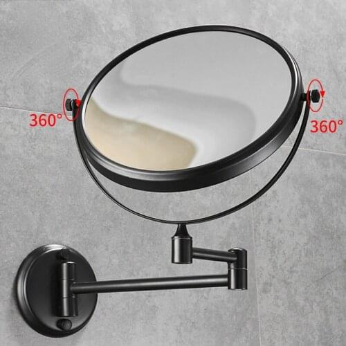 Bath Mirrors 8' Round Wall Makeup Mirror 3X1 Magnifying Mirrors Black Brass Double Side Beauty 360 Rotate Bathroom Mirror 1308