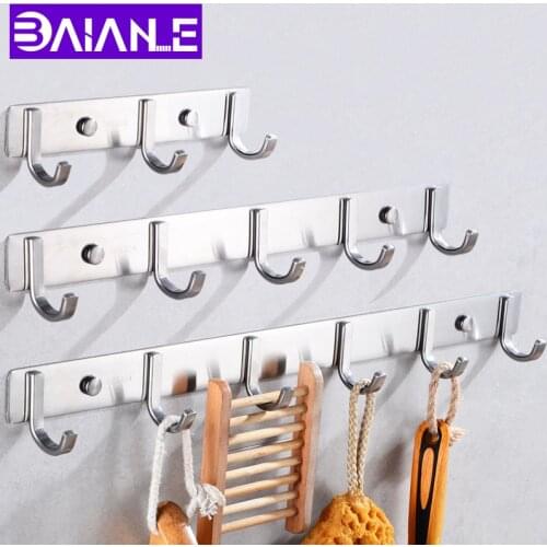 Robe Hooks Stainless Steel Bathroom Hook for Towels Key Bag Hat Clothes Coat Hook Wall Mounted Door Hanger Decorative Hang Rack