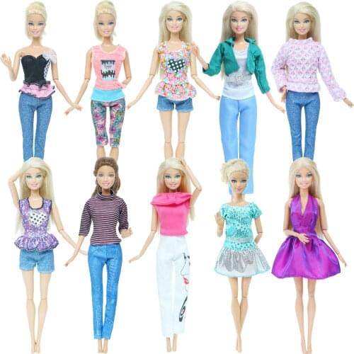 10 Pcs/Set Princess Doll Dress Daily Casual Wear Accessories Clothes for Barbie Doll Fashion Design Outfit Baby Girl House Toy