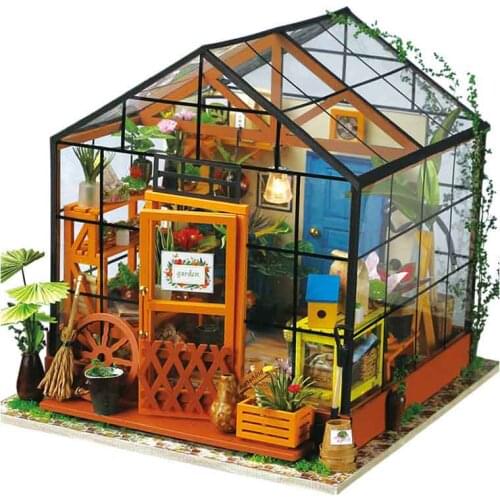 Mylb DIY Doll House Miniature Doll house With Furnitures Wooden House Toys For Children Kathys Flower House