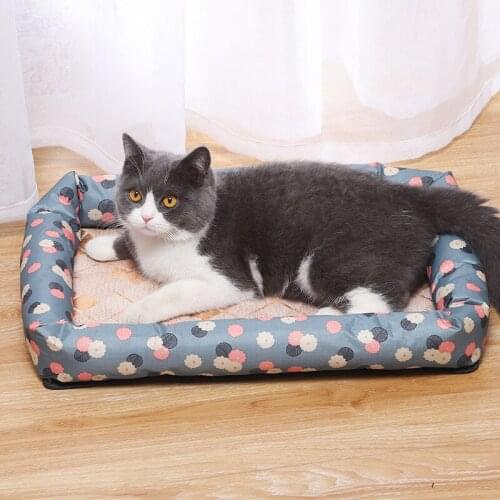 Summer Cooling Pet Nest Soft Cushion Straw Bamboo Cozy Bed Pad Small Medium Sized Dog Cat Whole Washable Supplies Mat