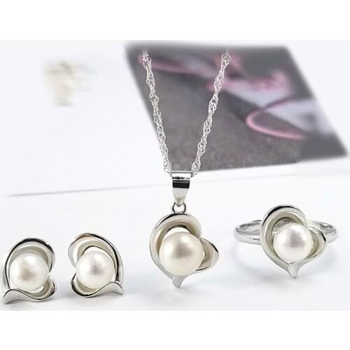 MADALENA SARARA Flower Style AAAA Cubic Zirconia AAA 8mm Freshwater Pearl S925 Plated pendant chain Necklace Jewelry Set