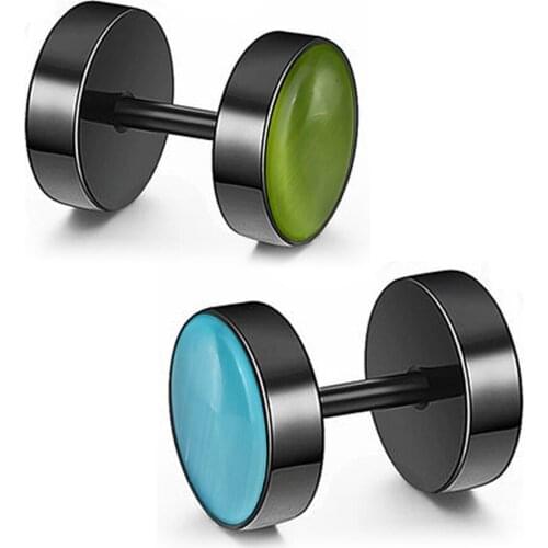 Small stainless steel zircon stud earring for women dumbbell Pink red CZ boucle d oreille fashion kpop jewelry accessories