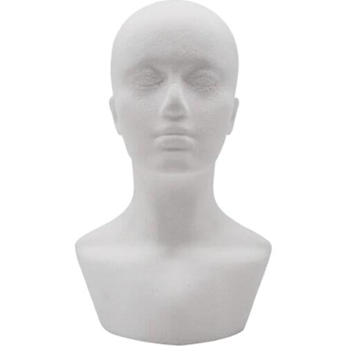 Styrofoam Hair Display Mannequin Head Stand Manikin For Hat Wig Caps 21'' White