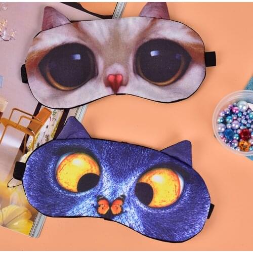 Cute Cat Dog Sleep Mask Eyeshade Cover Eye Mask Natural Sleeping Soft Blindfold Eyepatch Women Men Sleep Eyeshade Eye Cover