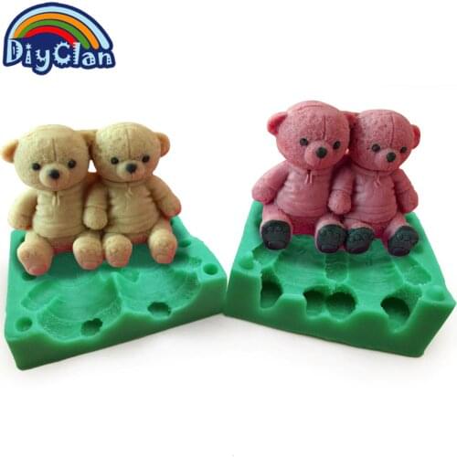 Bear Silicone Cake Molds Cake Decorating Tools Chocolate Mold 3D Bear Couples Soap Molds Cake Tools Kitchen S0010XM