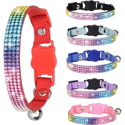 Fashion Rhinestone Puppy Cat Collars Adjustable Cute Bell Kitten Collar For Small Medium Dogs Cats Chihuahua Pug Yorkshire