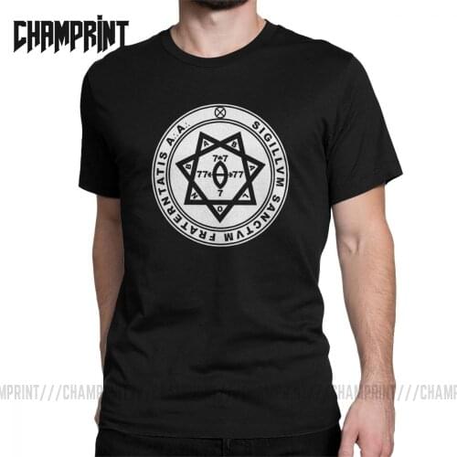 Aleister Crowley Seal Occult Thelema Mens T Shirts Magic Solomon Magical Occult Magick Demon Evil Tee Shirt Short Sleeve