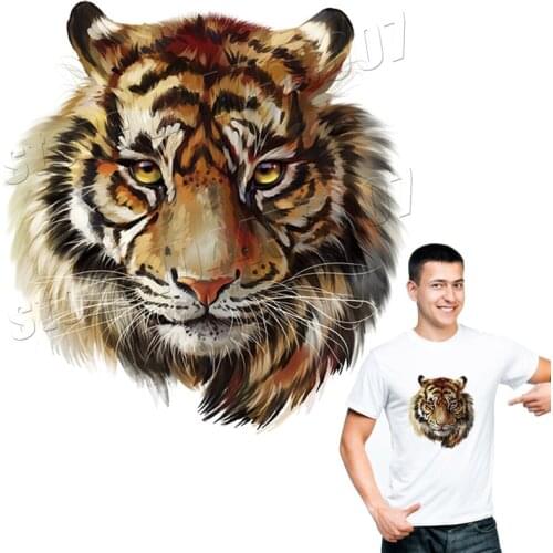 Tiger Stickers For Clothing T-Shirts A Level Quality Household Personalized Parches Big Washable DIY Animals Patches