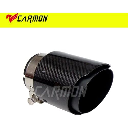 Glossy Twill Carbon Fibre Car Exhaust Tip Black Coated Stainless Steel Muffler Tip Tail Pipe For BMW BENZ AUDI Car Accessories