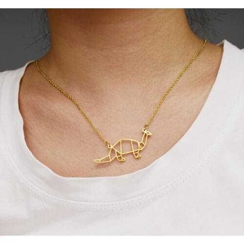 Popular in Europe and the United States, hollowed-out turtle, dinosaur, pangolin necklace paper folding cartoon pendant necklace