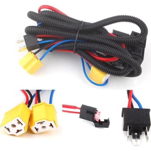 H4 Headlight Fix Dim Light Relay Wiring Harness System 2 Headlamp Light Bulb
