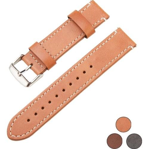 BEAFIRY Quick Release Watch Band Strap 20mm 22mm Genuine Leather Watchband Dark Brown black for Men Women for huawei sansung