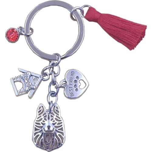 Schipperke Dog Animal New Luxury Hot Keychain Key Ring Pet Tassels Vintage Silver Color Bohemian Women Men Jewelry Gift K090