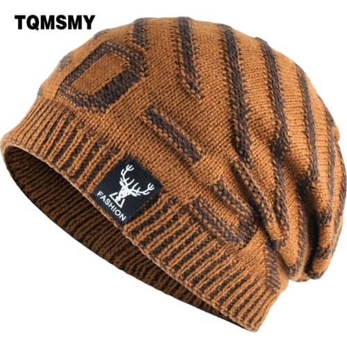 TQMSMY 2018 Beanies Knit Men Winter Hat Caps Skullies Bonnet add velvet Hats For Men Women Beanie Warm Baggy Knitted Hat TMD29