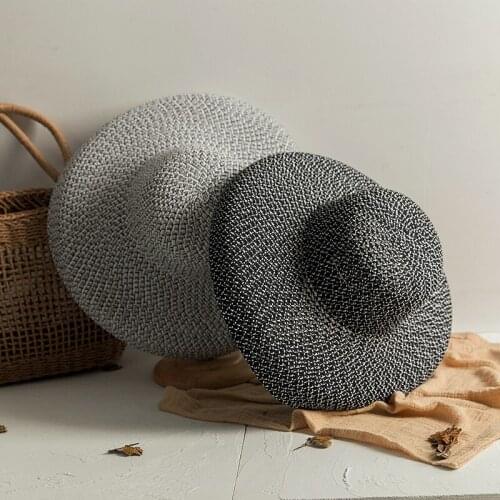 Summer Hepburn Style Vintage Design Straw Hat Women Girls Solid Color Beach Holiday Big Sun Cap