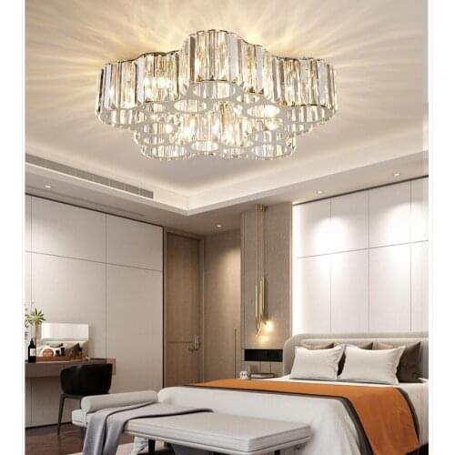 Nordic Crystal Ceiling Lamp Round Design Stainless Steel Hallway Entryway Dining Room Kitchen Living Room Lights Home Decoration