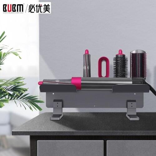 BUBM Wall Mounted Hair Dryer Storage Rack Bathroom Curling Iron Holder Nail-Free Save Space Aluminum MultipurposeToilet She