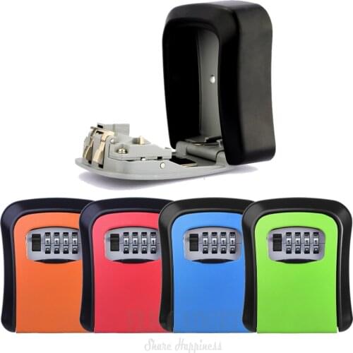 Heavy Duty Metal Key Safe Box Hidden Organizer 4-Digital Password Lock House Villa Caravan Spare Keys Storage Safe Box