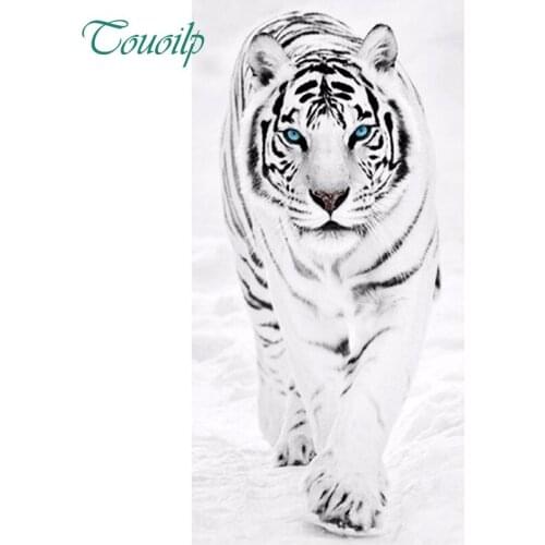TOUOILP Full Square/Round Drill 5D DIY Diamond Painting "White Tiger Animal" 3D Embroidery Cross Stitch Mosaic Rhinestone Decor