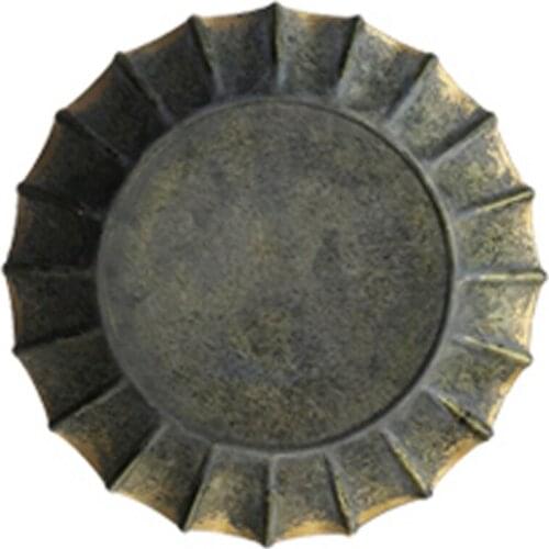 Unique Floral Rim Handcrafted Vintage Antique Metal Tray Ribboned Round Iron Tray Rustic Retro Tray For Home