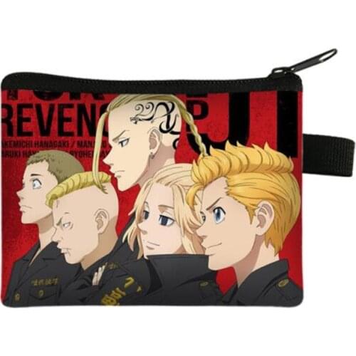 Japanese Anime Tokyo Revengers Wallets ID Card Coins Pocket Purses Zipper Poucht Cartoon Wallet Girl Boys Gift Billetera