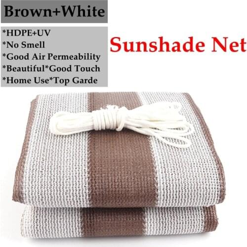 Home Use Anti-UV Sunshade Net Brown White Stripe Shading Nets Terrace Balcony Privacy Safety Nets Sails Plants Care Covers