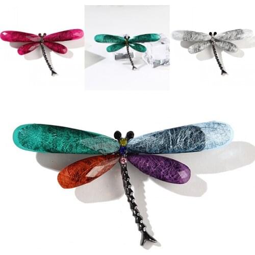 Female Dragonfly Retro Brooches Multicolor/Green/Red/White Insect Animal Brooch Badge Pins Jewelry For Women