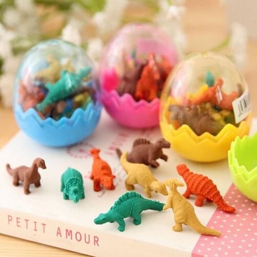 8PCS/Pack Hot Sale Cute Students Stationary Gift Novelty Dinosaur Egg Pencil Rubber Eraser