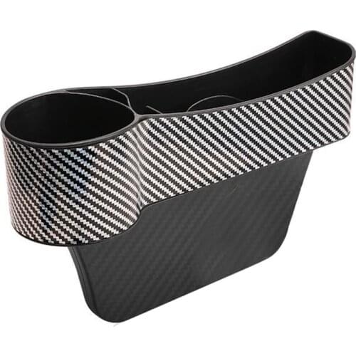2PCS Car Seat space Organizer Front Seat space Filler, Multifunctional Console Side Pocket Storage Box,Carbon+Black
