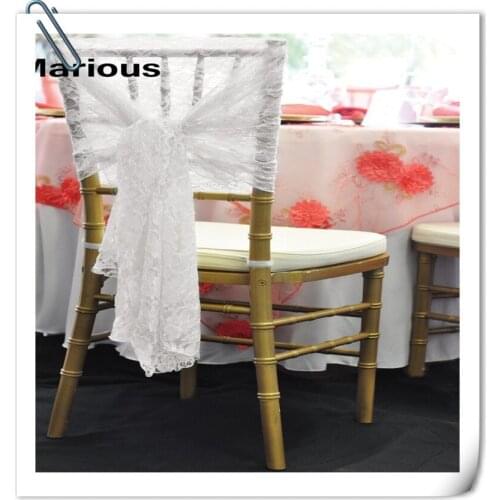 2017 New Style !!! 100pcs Wholesale Marious Chiffon Ivory Chair Hood & Lace chair sash FREE SHIPPING