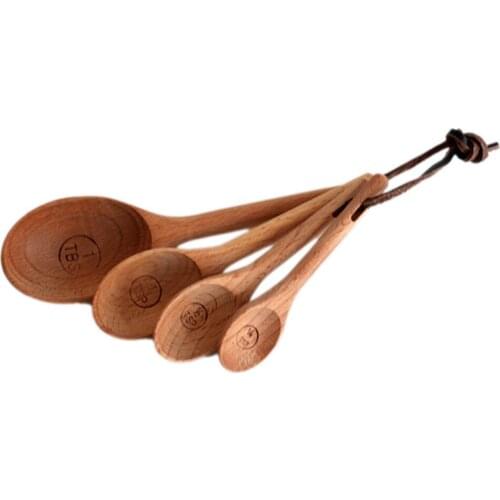 4pcs/set Wooden Measuring Spoon Kitchen Cooking Utensil Tools Soup-Teaspoon Tableware Honey spoon 2020 New High Quality
