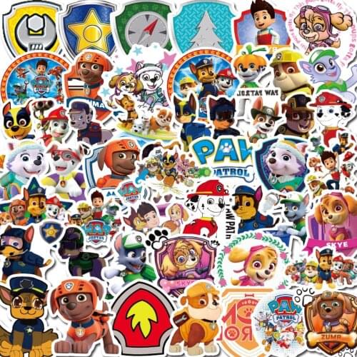 5/10/50pcs Cartoon PAW Patrol Dog Stickers Chase Marshall Rocky Zuma Skye Rubble Ryder Decals Waterproof Stiker Cute Kids Toys