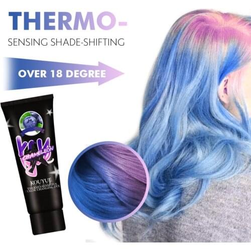 60ml Thermochromic Color Change Hair Dye Semi Permanent Paint Magical Grey Purple Green Blue Hair Color Dye Cream For Hair Style