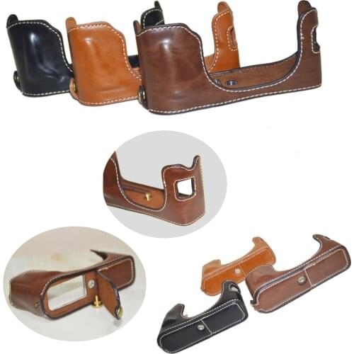 Newest Pu Leather Camera Case Half Bag For Fuji X100F Fujifilm X100F Camera Bag Bottom Cover Open Battery Design