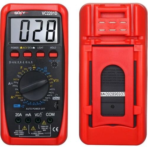 Digital Multimeter Automotive Meter Tester with Battery Alligator Clips Test Leads AC/DC Voltmeter Ammeter Ohmmeter Tests