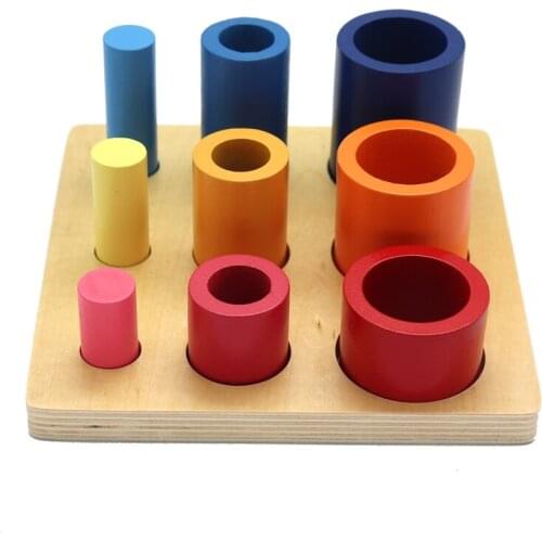 Toddler Montessori Wood Toys Different Circles and Cylinders Block Toy for Children Colors Training Preschool Brinquedos Juguets