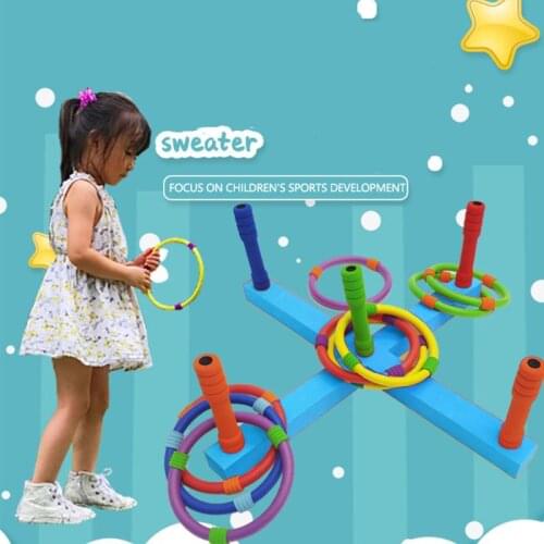 Kids Adult Toss Game Set with 6 Rings EVA Hoop Throw Outdoor Fun Puzzle Play Toy