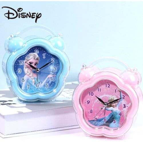 Disney Childrens Cartoon Music Alarm Clock Ice Princess Elsa Girls Bedroom Silent Night Light Student Alarm Clock
