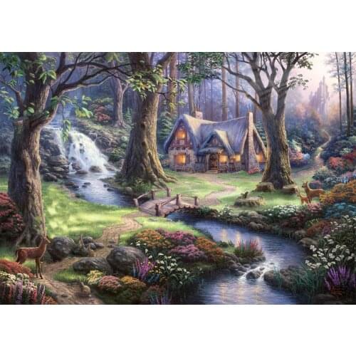 Princess Girl Birthday Party Photo Backdrop Printed Forest Trees River Cottage Castle Baby Kids Fairytale Photography Background