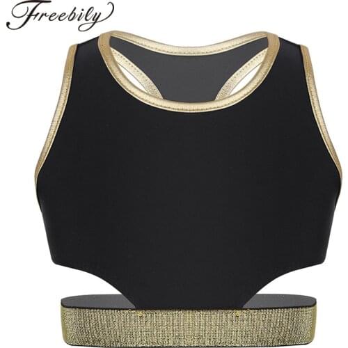 Children Kids Girls Sports Bra Tops Gymnastics Ballet Class Dance Tanks Crop Top Workout Gyms Stage Performance Dance Clothes