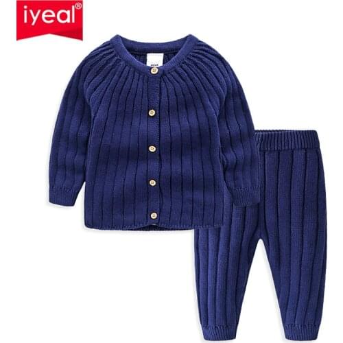 IYEAL Kids Girls Boys Clothing Sets Autumn Winter Children Baby Clothes Warm Cotton Knitted Sweaters + Pants Christmas Outfits