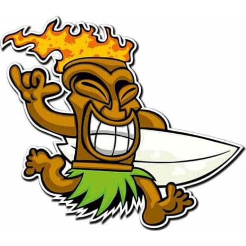 Hot Tiki Surfer Graphics Funny Car Stickers and Decals DIY Waterproof Laptop Surfboard Windshield Suv KK13*11cm Vinyl