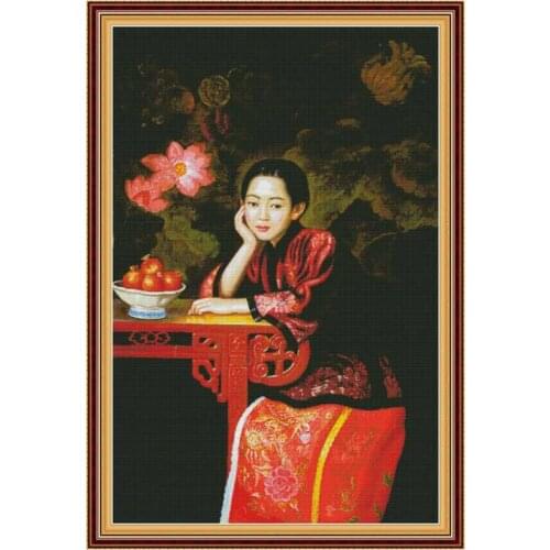 Meditation girl painting counted printed on the canvas 11CT 14CT DIY kit Cross Stitch embroidery needlework Sets home decor