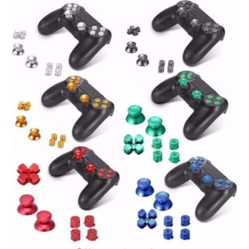 Metal Analog Joystick ThumbStick Grip Caps+Dpad Action D-Pad Buttons for Sony Playstation Dualshock 4 PS4 DS4 Gamepad Controller