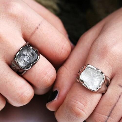 Fashion Black Gold Color Huge Clear irregular Stone Rings for Women/Men Hip hop Punk Jewelry Best Gifts for Ladies Dropshipping