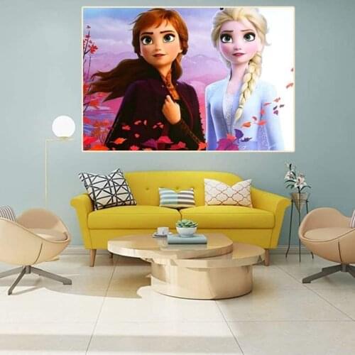 5D DIY Frozen 2 Elsa and Anna Cartoon Anime Full Diamond Square Embroidery Diamond Painting Mosaic Art Decoration Gift Disney