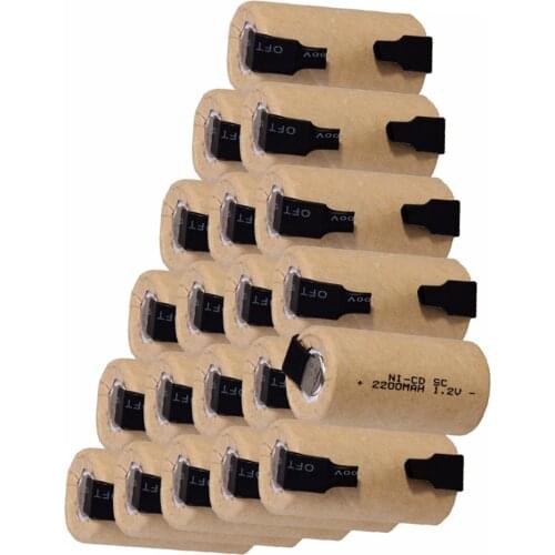 20 pcs SC 2200mah 1.2v battery NICD rechargeable batteries for electric screwdrivers for makita bosch B&D Hitachi metabo dewalt