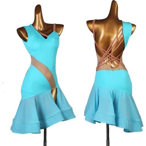 New Latin Dance Dress Practice Clothes Sexy Backless Split Skirt Rumba Samba Latin Dance Performance Competition Dresses DQS6483